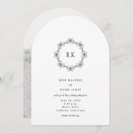 Schmetterlinge um die Einladung zur Hochzeit (Vorne/Hinten)