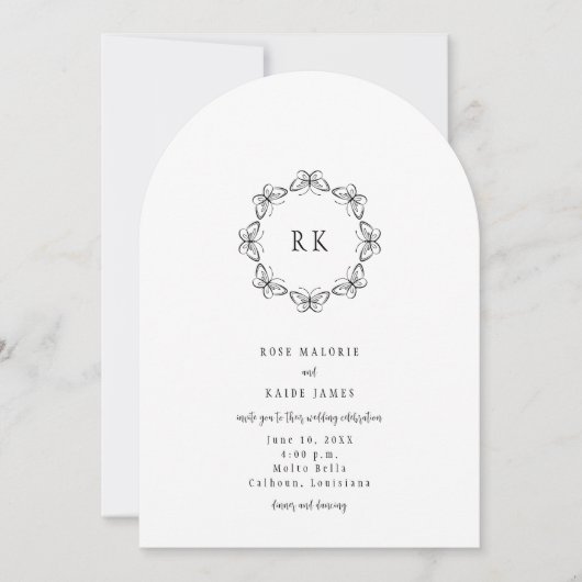 Schmetterlinge um die Einladung zur Hochzeit (Vorderseite)