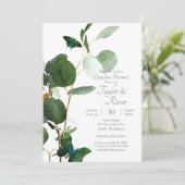 Schmetterlinge und Aquarellpflanzen Einladung (Stehend Vorderseite)