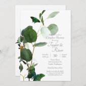 Schmetterlinge und Aquarellpflanzen Einladung (Vorne/Hinten)