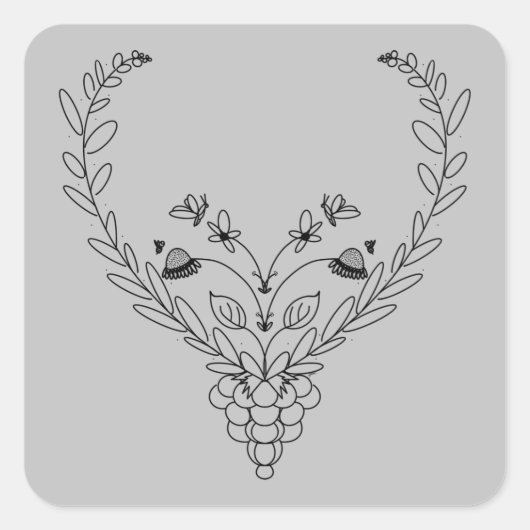 Schmetterlinge und Bienen Quadratischer Aufkleber (Vorderseite)