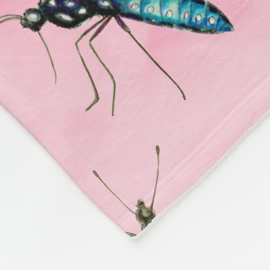 Schmetterlinge und Bienen über Peach Sky Fleecedecke (Ecke)