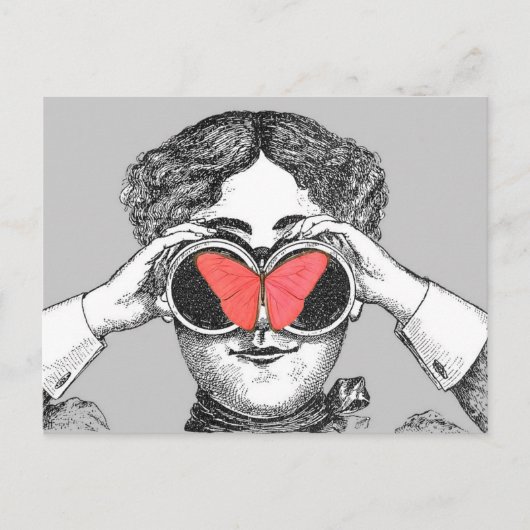 Schmetterlinge und Binokulare Postkarte (Vorderseite)
