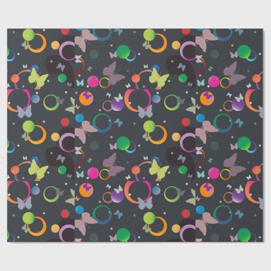 Schmetterlinge und Blasen Geschenkpapier (Flach)