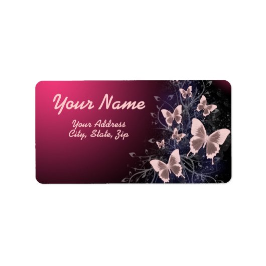 Schmetterlinge und Blätter Adressaufkleber (Vorne)