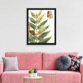 Schmetterlinge und Blätter mit schwarzem Rahmen Leinwanddruck (Insitu (Wohnzimmer))