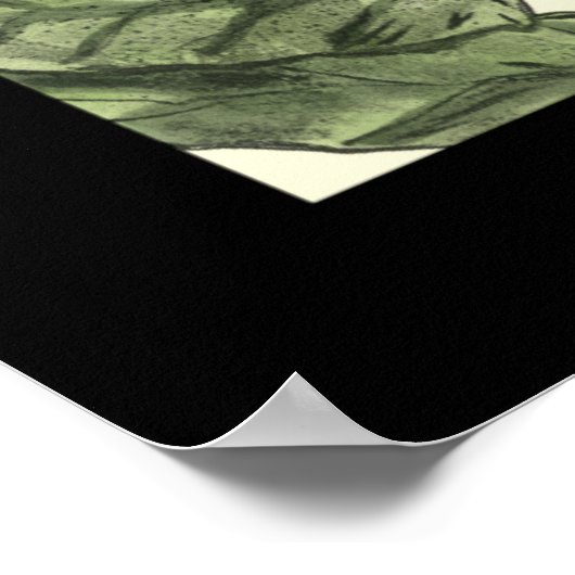 Schmetterlinge und Blätter mit schwarzem Rahmen Poster (Ecke)