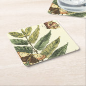 Schmetterlinge und Blätter mit schwarzem Rahmen Rechteckiger Pappuntersetzer (angewinkelt)