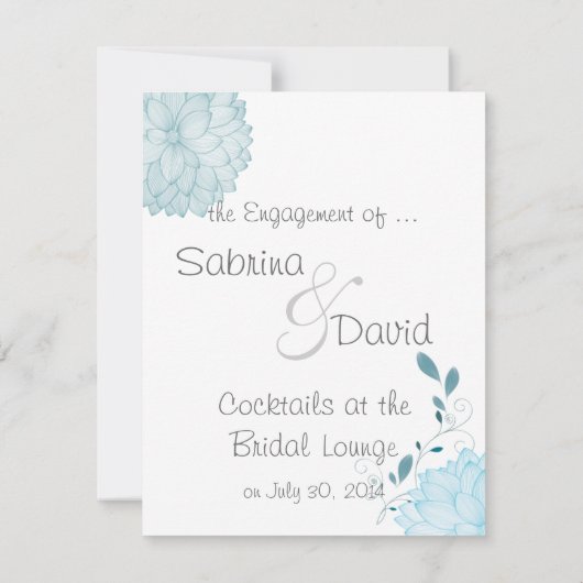 Schmetterlinge und blaue Chrysanthemas-Verlobung Ankündigung (Rückseite)