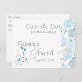 Schmetterlinge und blaue Chrysanthemen Save the Da Ankündigungspostkarte (Vorne/Hinten)