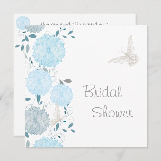 Schmetterlinge und blaue Chrysanthemen Save the Da Save The Date (Vorne/Hinten)