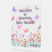 Schmetterlinge und Blooms Baby-Dusche Willkommen Acrylschild (Winkel)