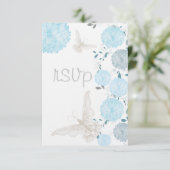 Schmetterlinge und Blue Chrysanthemums UAWG RSVP Karte (Stehend Vorderseite)