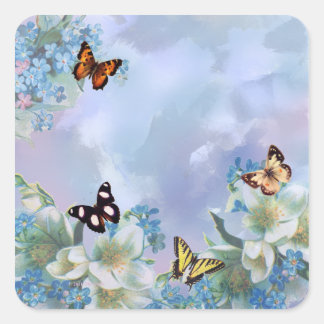 Schmetterlinge und Blues Quadratischer Aufkleber
