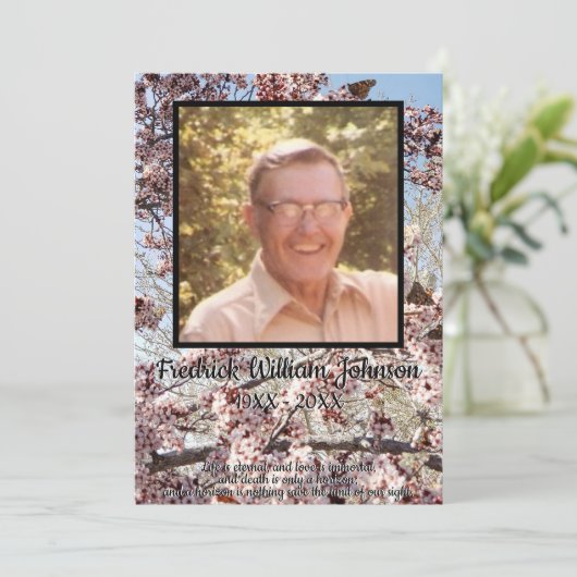 Schmetterlinge und blühender Baum mit Fotos Zitat Programm (Stehend Vorderseite)