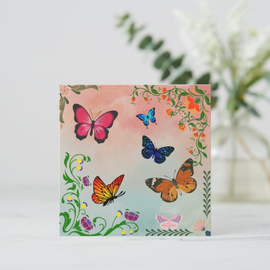 Schmetterlinge und Blume (Stehend Vorderseite)