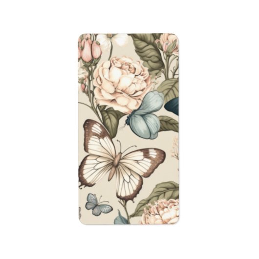 Schmetterlinge und Blume Adressaufkleber (Vorne)