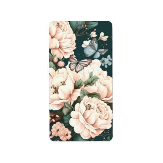 Schmetterlinge und Blume Adressaufkleber (Vorne)