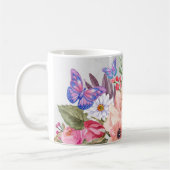 Schmetterlinge und Blume Aquarelldruck Kaffeetasse (Links)