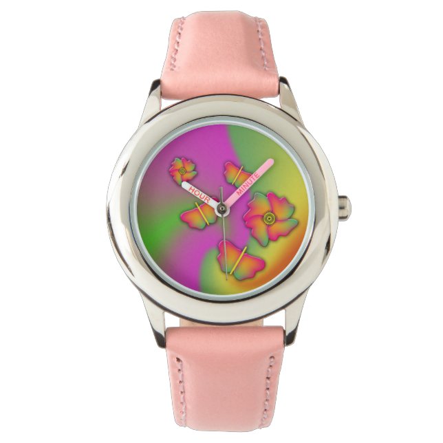 Schmetterlinge und Blume Armbanduhr (Vorderseite)