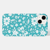 Schmetterlinge und Blume auf Aqua Case-Mate iPhone Hülle (Rückseite (Horizontal))