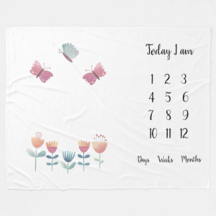 Schmetterlinge und Blume Baby Erstjahresplan  Fleecedecke