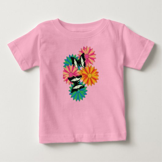 Schmetterlinge und Blume Baby T-shirt (Vorderseite)