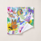 Schmetterlinge und Blume Badhandtuch Set (Waschlappen)