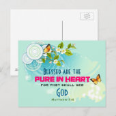 Schmetterlinge und Blume Blossom Zitat von Beatitu Postkarte (Vorne/Hinten)