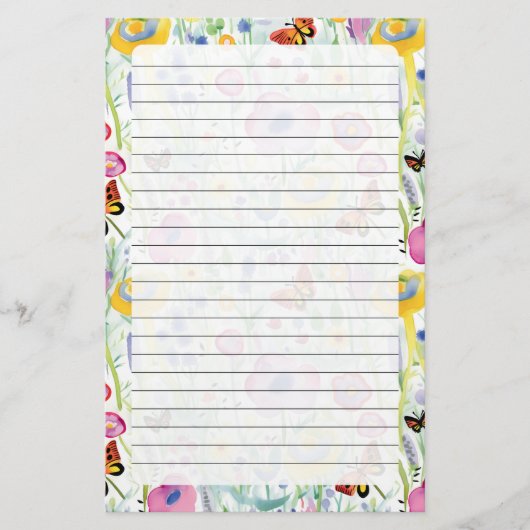 Schmetterlinge und Blume Briefpapier (Vorderseite)