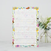 Schmetterlinge und Blume Briefpapier (Stehend Vorderseite)