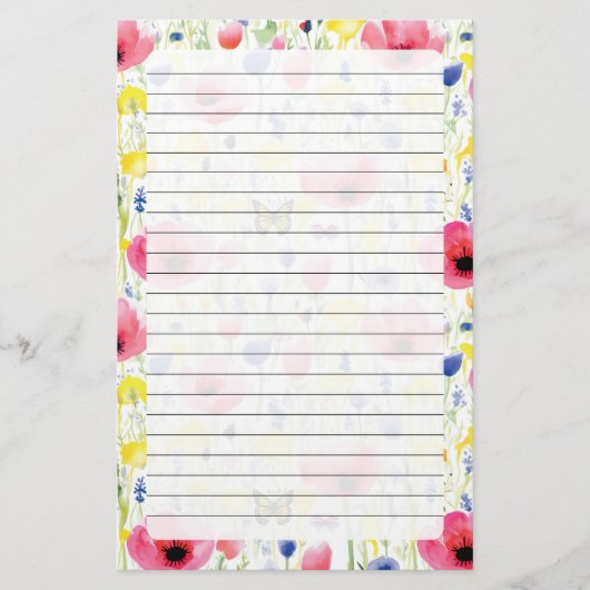 Schmetterlinge und Blume Briefpapier (Vorderseite)