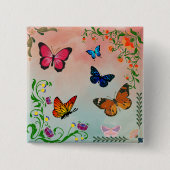 Schmetterlinge und Blume Button (Vorderseite)