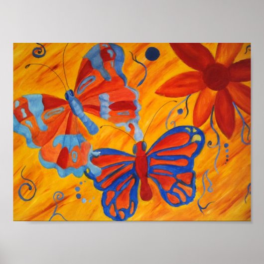 Schmetterlinge und Blume Canvas Print Poster (Vorne)