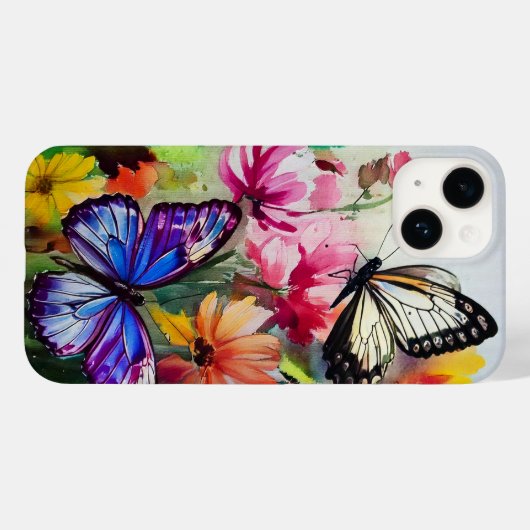 Schmetterlinge und Blume Case-Mate iPhone Hülle (Rückseite (Horizontal))