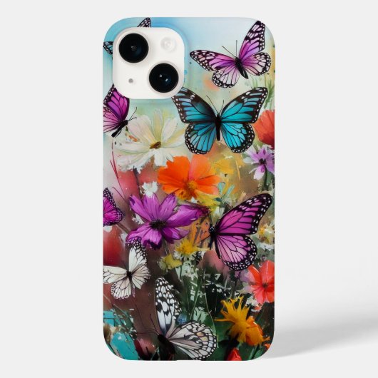 Schmetterlinge und Blume Case-Mate iPhone Hülle (Rückseite)