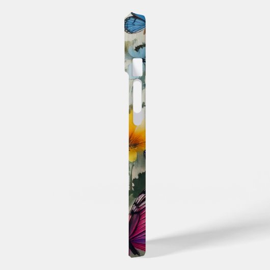 Schmetterlinge und Blume Case-Mate iPhone Hülle (Rückseite / Links)