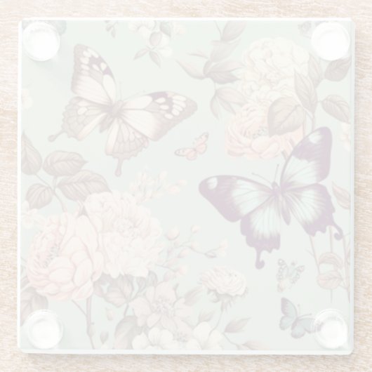 Schmetterlinge und Blume Decke Glasuntersetzer (Rückseite)