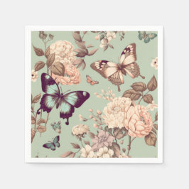 Schmetterlinge und Blume Decke Serviette