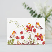 Schmetterlinge und Blume, die Hochzeiten speichern Save The Date (Stehend Vorderseite)