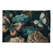 Schmetterlinge und Blume dunkles klassisches Desig Kissenbezug (Rückseite)