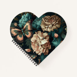 Schmetterlinge und Blume dunkles klassisches Desig Notizblock