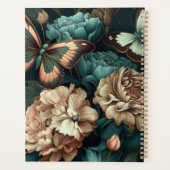 Schmetterlinge und Blume dunkles klassisches Desig Planer (Rückseite)
