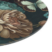 Schmetterlinge und Blume dunkles klassisches Desig Schneidebrett (Ecke)