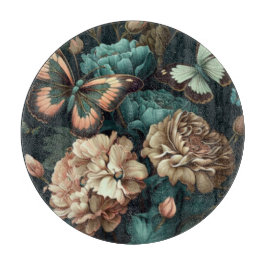 Schmetterlinge und Blume dunkles klassisches Desig Schneidebrett