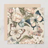 Schmetterlinge und Blume Einladung (Vorne/Hinten)