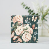 Schmetterlinge und Blume Einladung (Stehend Vorderseite)