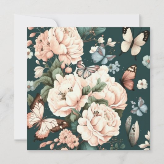 Schmetterlinge und Blume Einladung (Vorderseite)