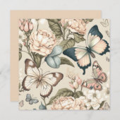 Schmetterlinge und Blume Einladung (Vorne/Hinten)