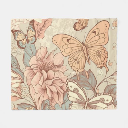 Schmetterlinge und Blume Fleecedecke (Vorderseite (Horizontal))